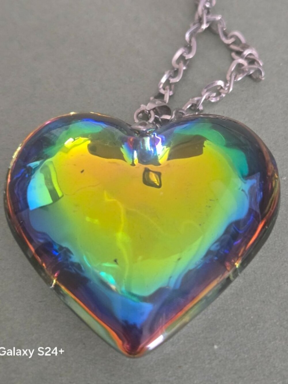 Rainbow Glass Heart Pendant